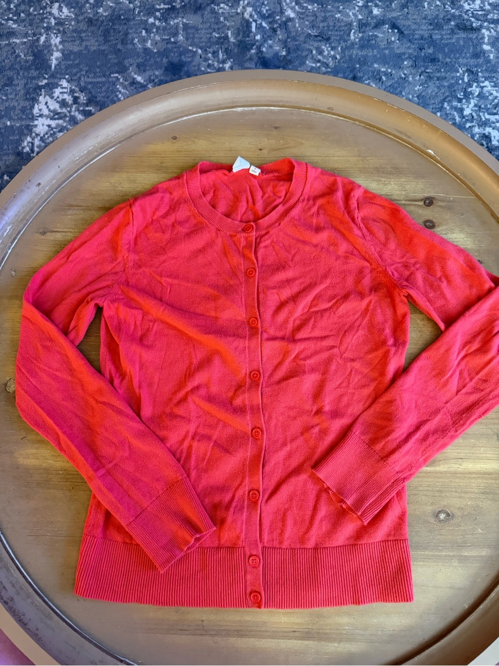 GAP Red/Coral Crewneck Button-Up Cardigan